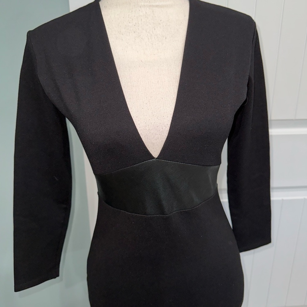 Mason leather trimmed deep plunge v neck Bodycon dress size XS - Picture 7 of 12